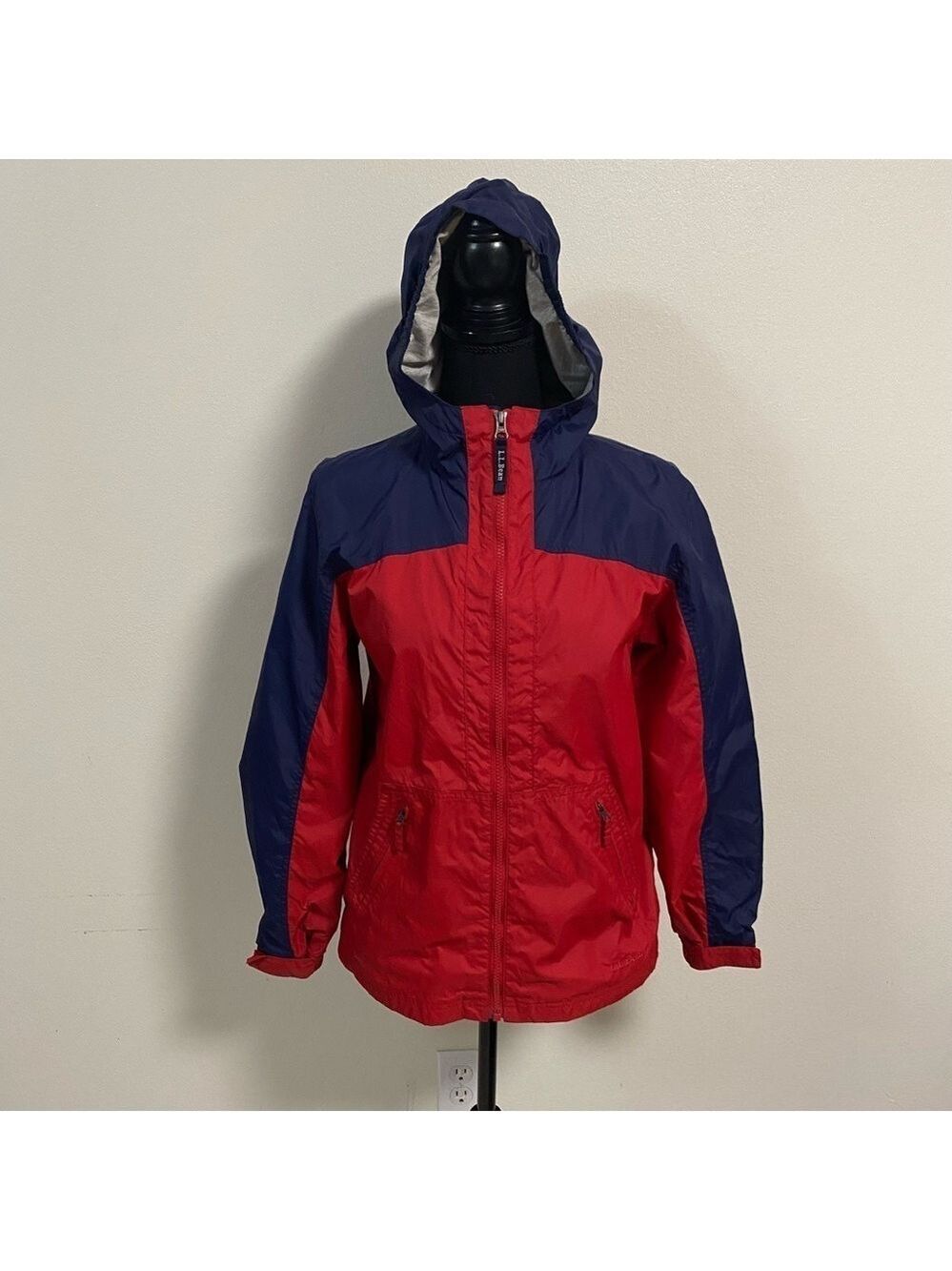 L.L.Bean Jacket Kids Size large 14/16 Red Blue hoodie full zip jacket